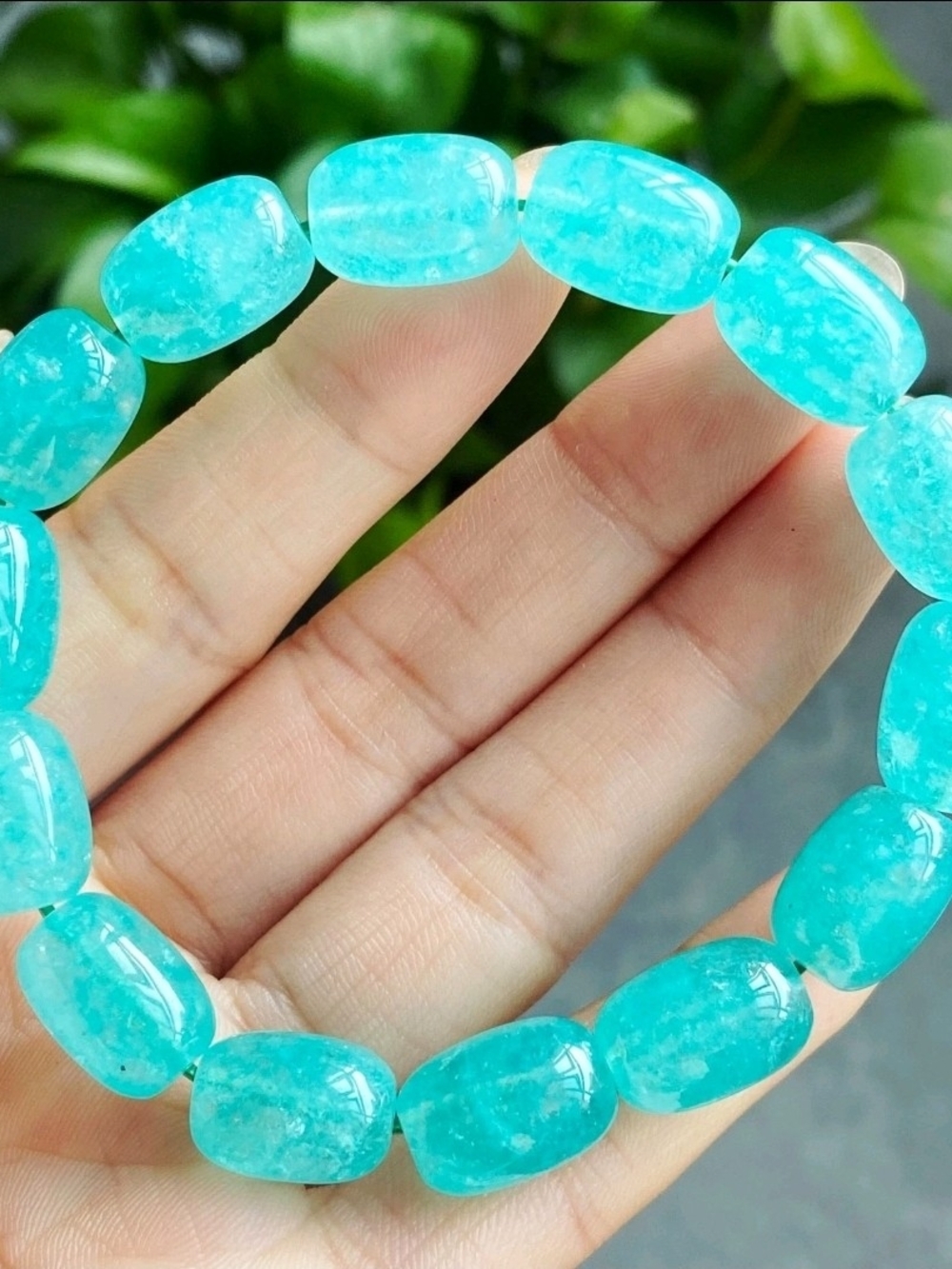14mm Natural Ice Mozambique Amazonite Gems Beaded Bracelet